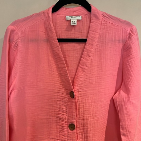 Appleseed’s petite 100% tangerine color ladies jacket with pockets size medium - Picture 2 of 11